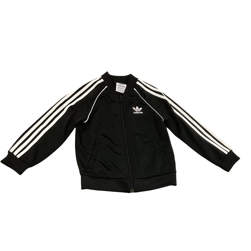 Adidas Track Jacket Kids 4T Black Prime blue SST Trefoil Logo